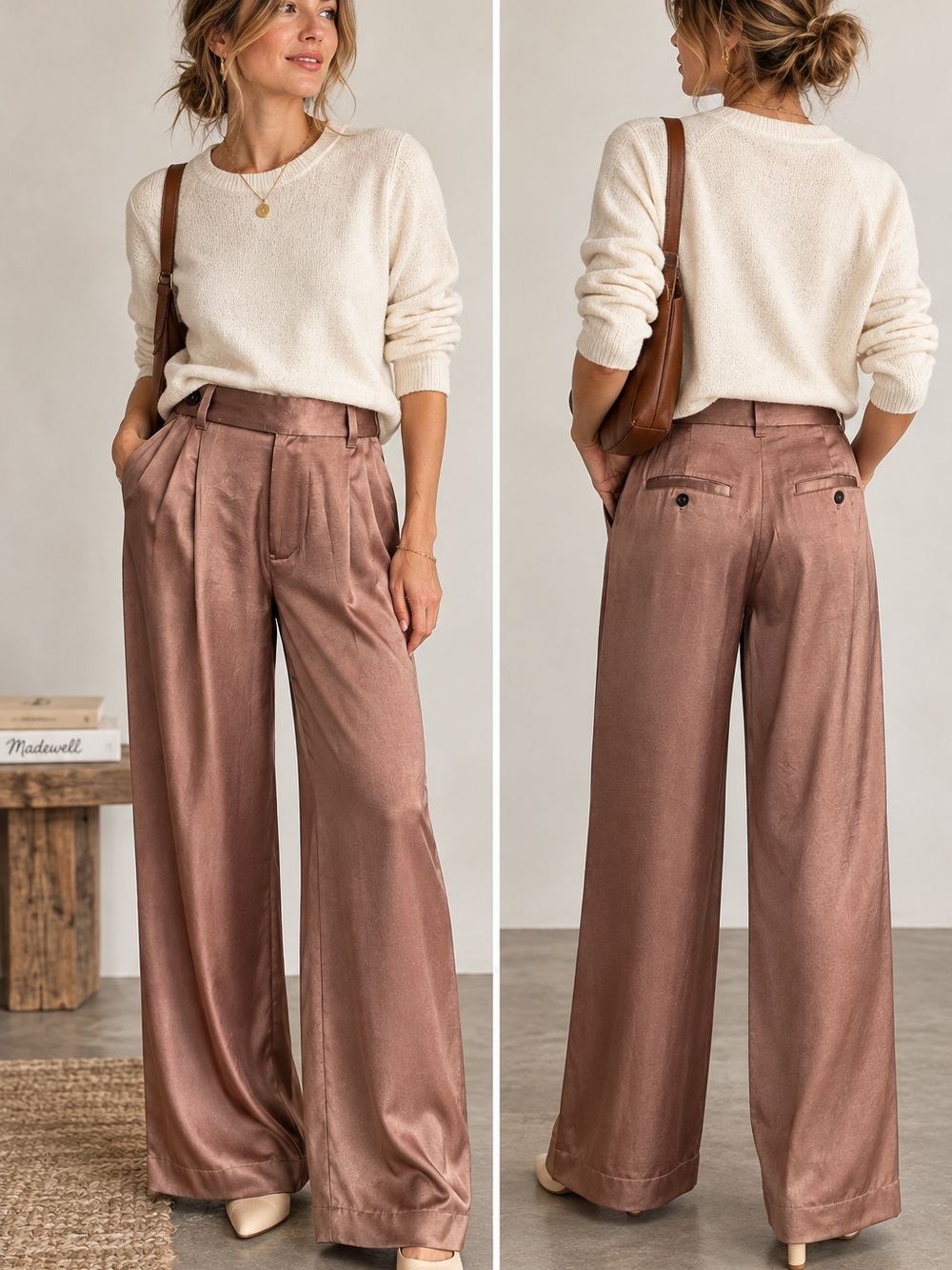 Madewell The Harlow Wide-Leg Pants
Size 4 Satin Brown